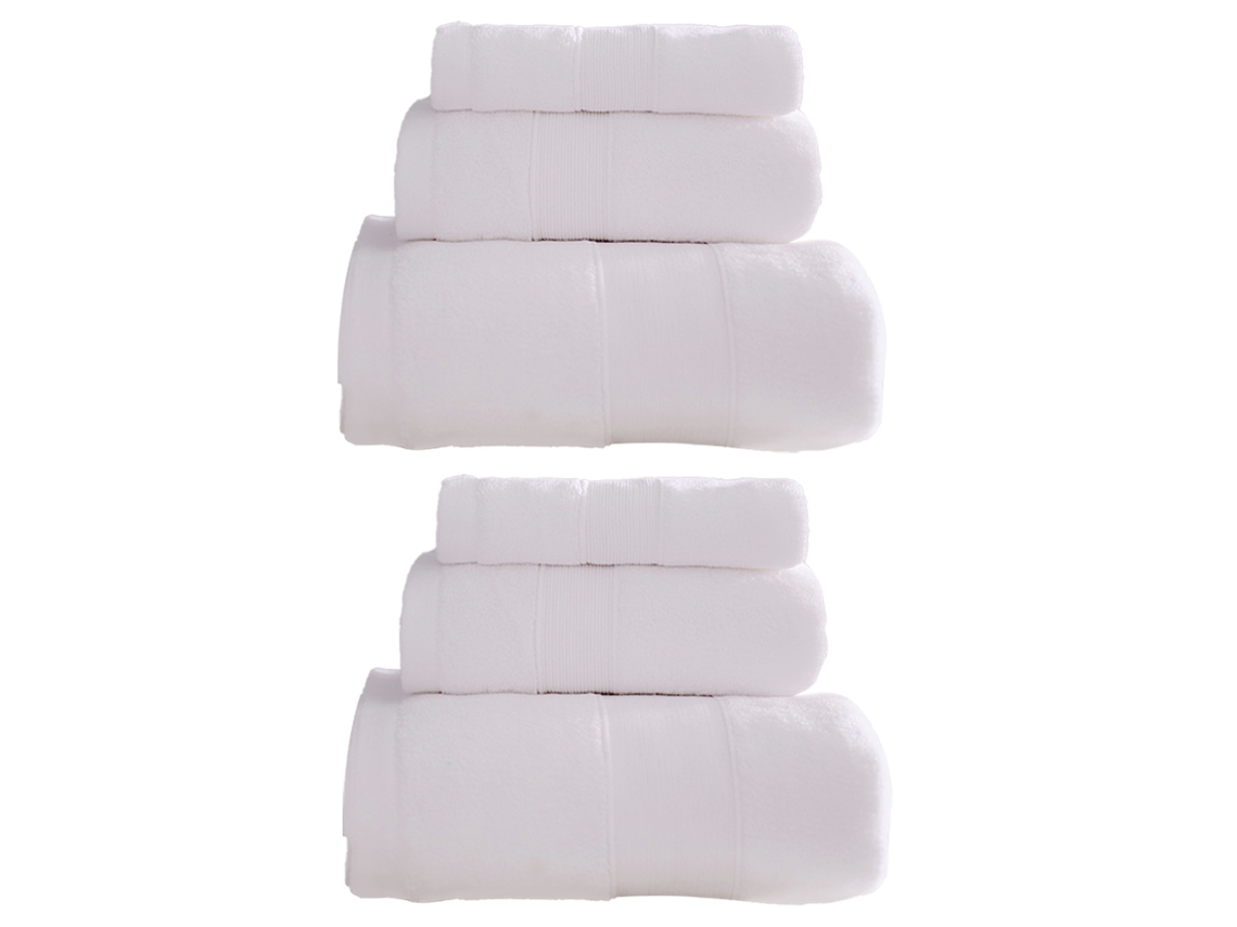 Juego de toallas Kofihety baño mano paños suaves de algodón blanco - 6 piezas (35x25x12 cm)