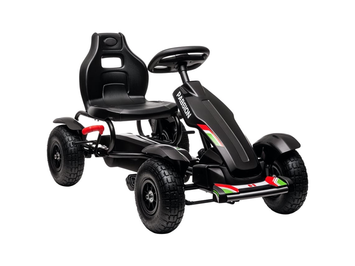 Kart infantil con asiento ajustable y freno de mano - Negro