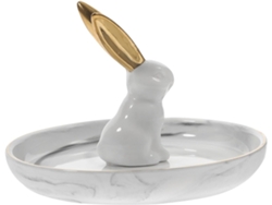 Bandeja Cerámica Forma Conejo Guardar Joyas Soporte Fácil Limpiar Ideal Joyerías Mesas Decorativas