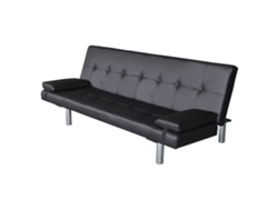 Sofá Cama Con Dos Cojines Cuero Artificial Ajustable Negro