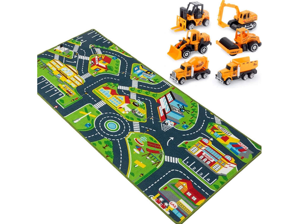 Tapete de juego City Life para niños, tapete de juego educativo con diseño de tráfico y base antideslizante, superficie suave y lisa para Jo