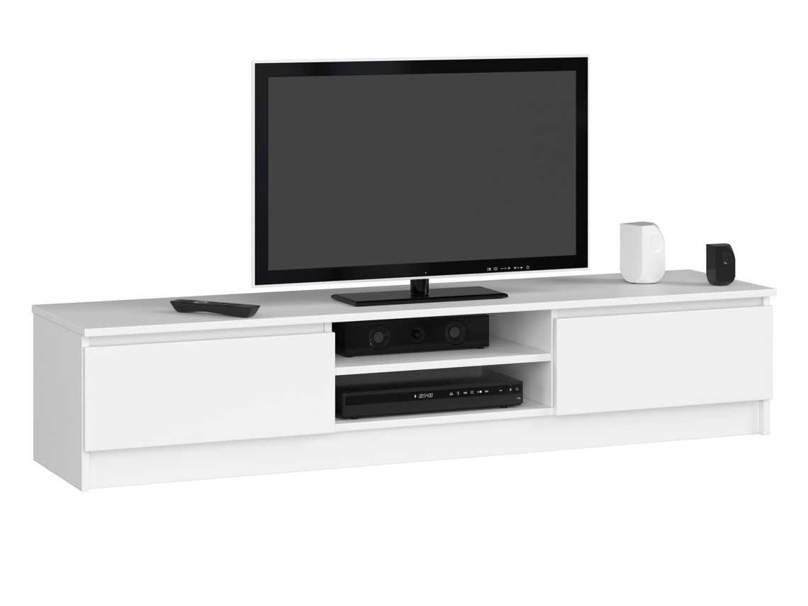 Mueble De Tv Akord Blanco 160 Cm 2 Puertas Frente En Color Blanco 2 Estantes 160x40x33 Cm