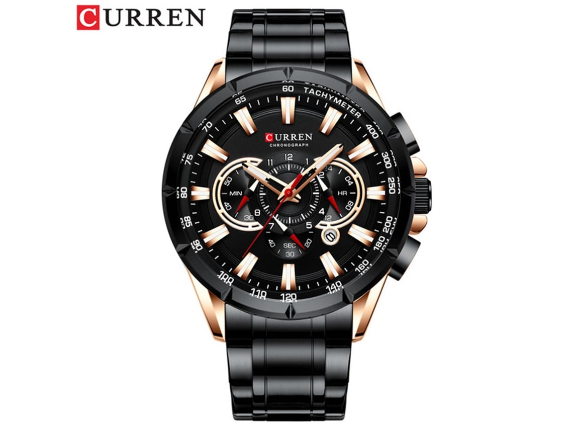 Reloj De Negocios Para Hombre (negro) De Acero Inoxidable, Cuarzo, Fecha, Seis Manecillas, Luminoso