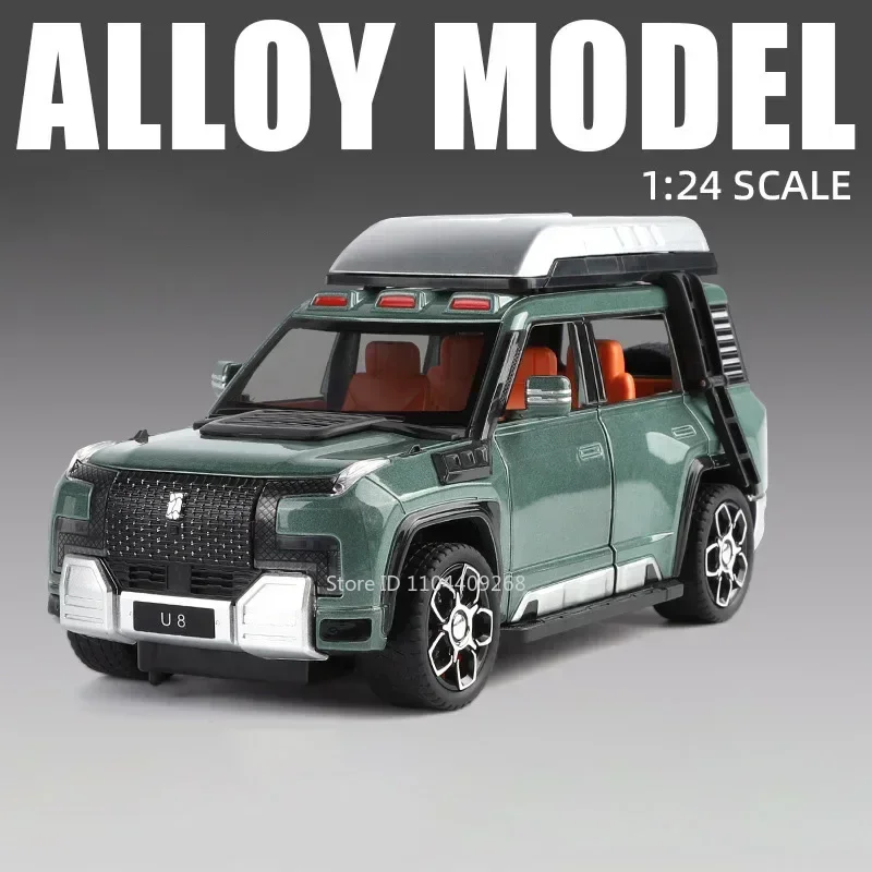 (u8 Verde) Escala 1:24 - Modelo de coche - Metal fundido a presión - Efectos de sonido y luz