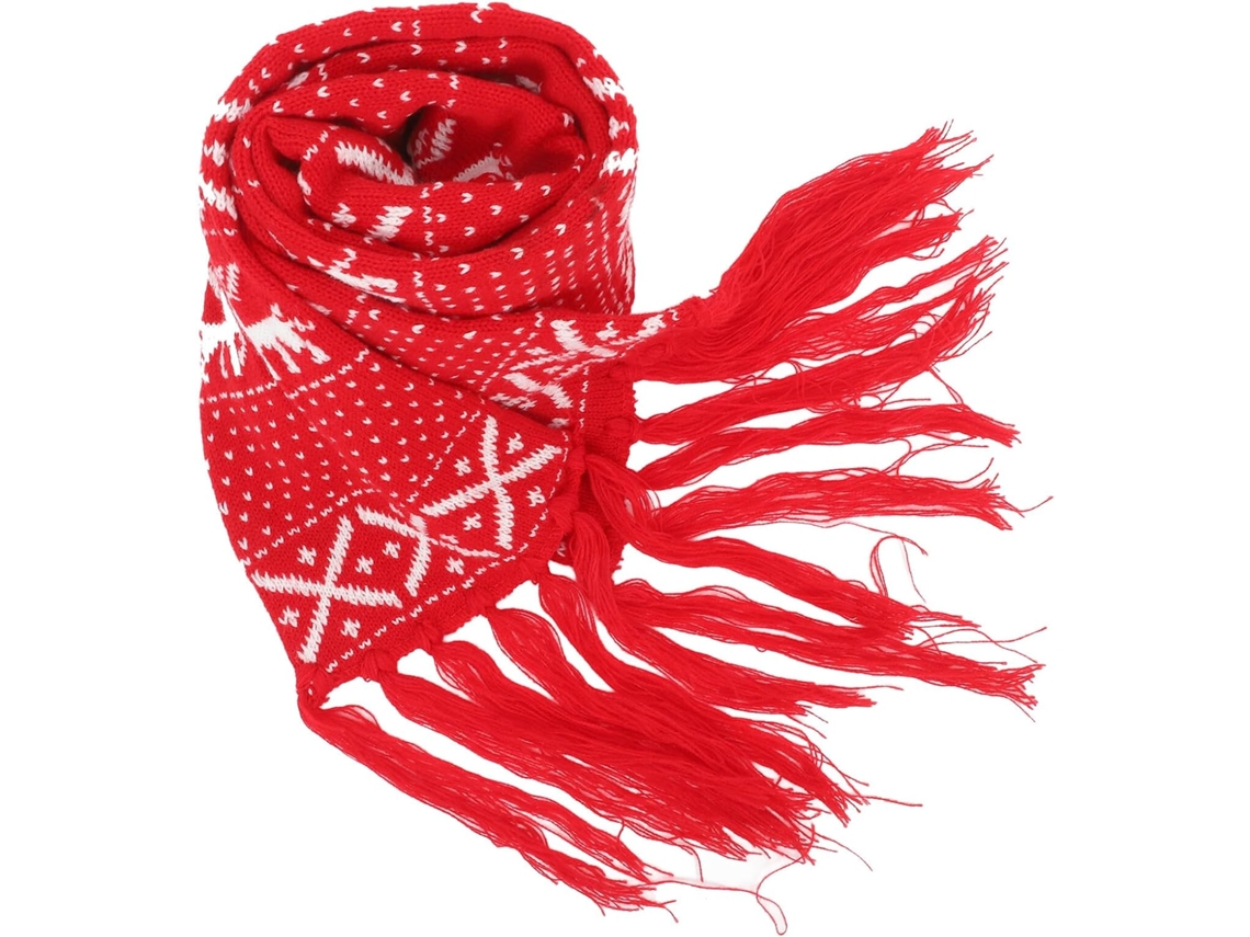 Bufanda Navideña De Punto Ciieeo Con Estampado De Cervatillo Y Copo De Nieve, Gruesa Y Larga, 160 Cm, Para Mujer En Invierno Con Pompón.