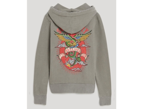 Sudadera con Capucha de Mujer SUPERDRY Cremallera Efecto Tatuaje Gris (L)