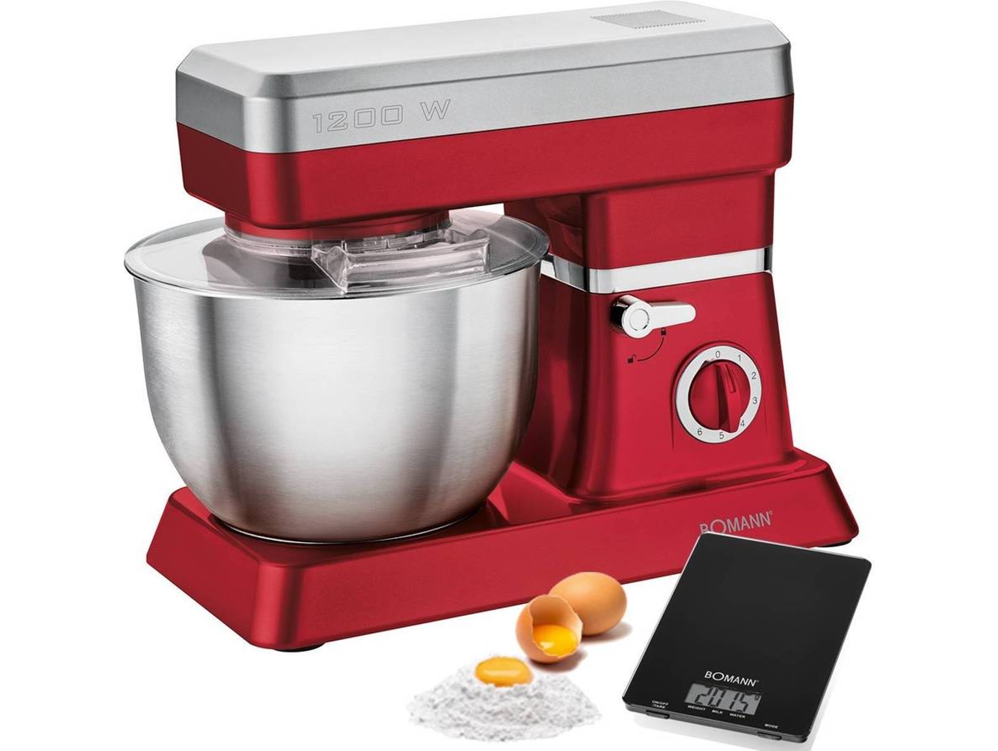 Amasadora BOMANN KM 398 Rojo (1200 W - Bol: 6.3 L)