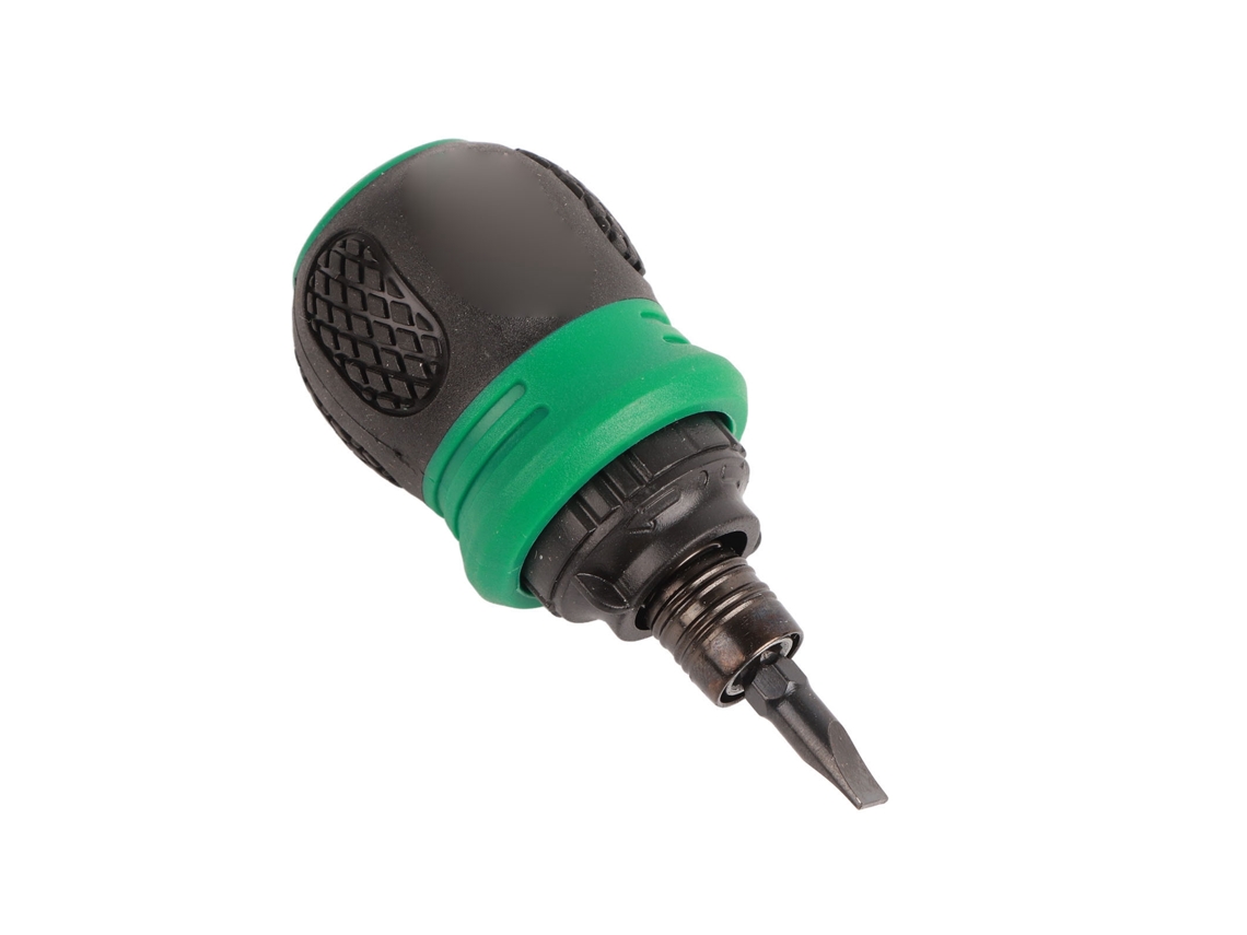 Destornillador De Carraca Magnético Mini 2 En 1 Con Punta Phillips/plana, Acero Al Cromo-vanadio, Verde.