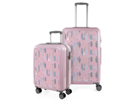 Juego De Maletas Pc ITACA Personalizado Base Rosa rosa-plumas (44X65x25 Cm - 63L)