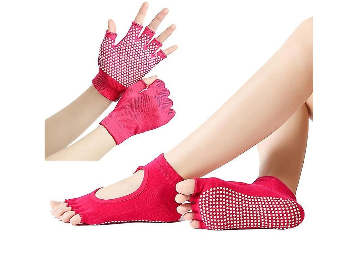 Conjunto De Calcetines Y Guantes Para Yoga Y Fitness: Antideslizantes, Transpirables Y Con Dedos Separados.