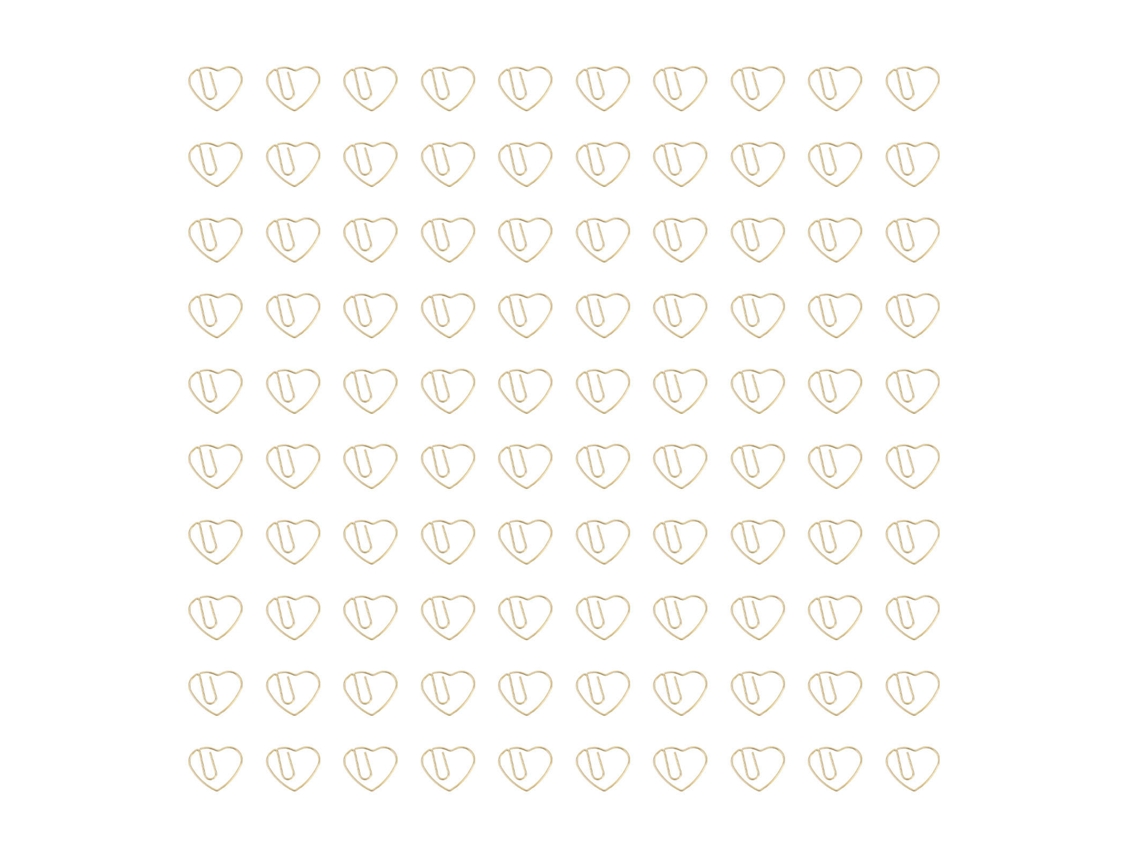 100 Clips De Papel Decorativos De Hierro Con Forma De Corazón Y Caja Dorada Transparente