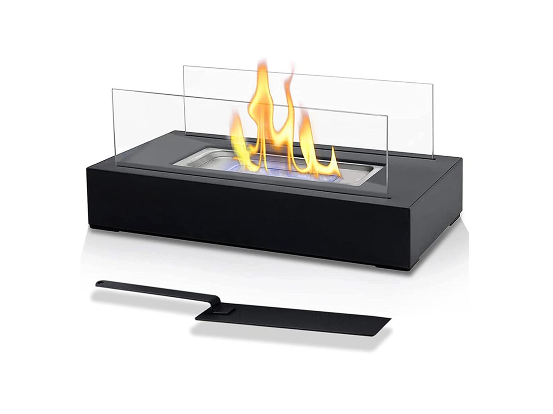 Brasero Portátil De Mesa Para Interiores Y Exteriores Con Llamas Danzantes, Diseño Moderno, Base De Acero Resistente.