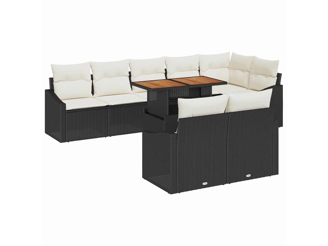 Maison Exclusive - Juego de sofás de jardín de 9 piezas en negro y crema con cojines