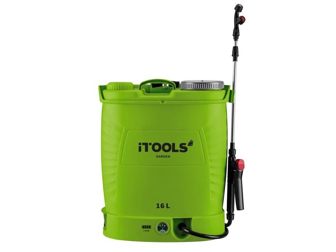 Pulverizador de Batería Eléctrica 16L 12V 8Ah Presión 6 Bar ITOOLS Lanza de Acero Inoxidable Accesorios