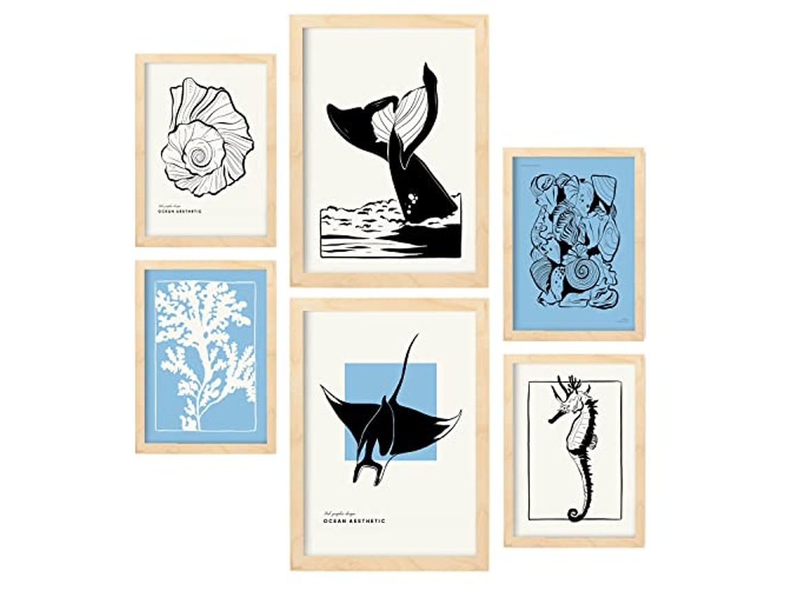 Set Of 6 Poster NACNIC Thick Black Ink (A3, A4)