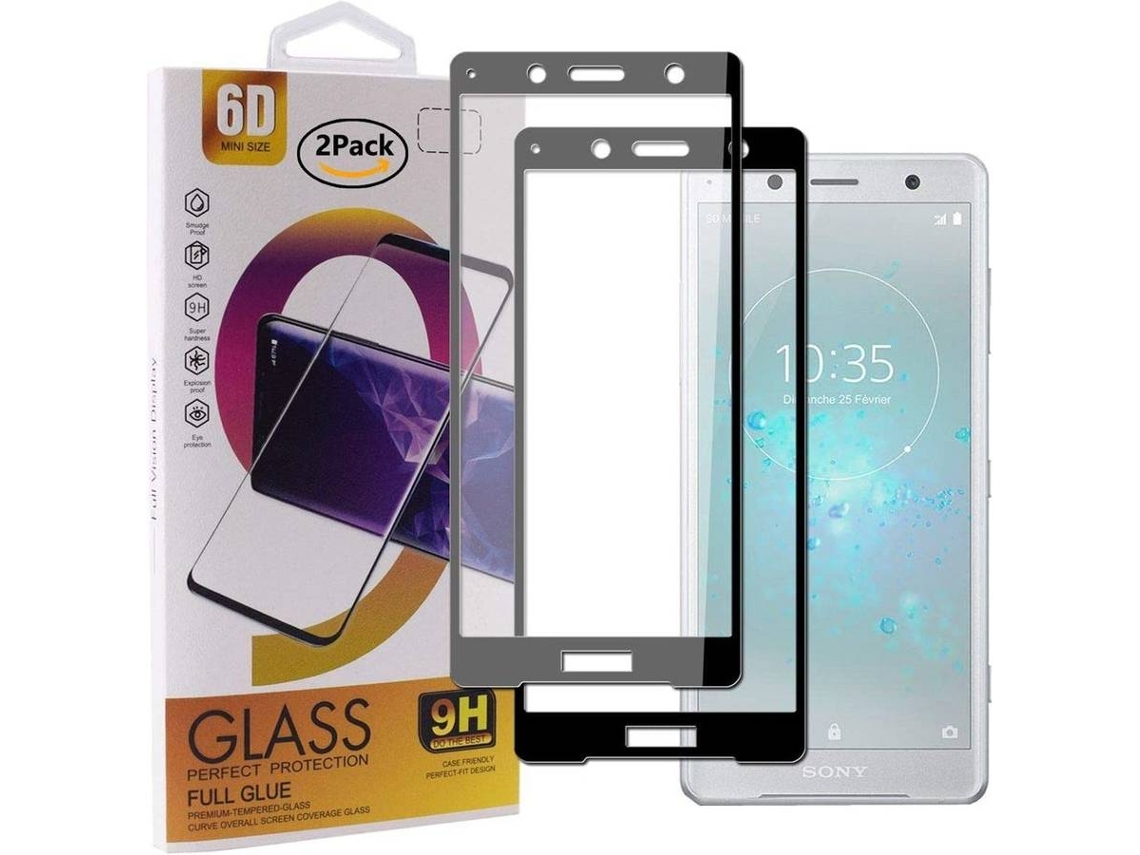 Protector Cristal Templado Sony Xperia XZ2 Compact HONGWE. Cobertura Completa Negro