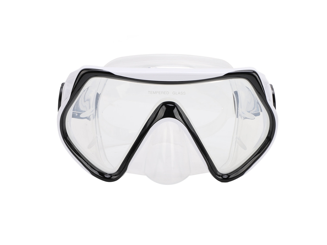 Gafas de buceo de visión amplia, cristal templado, para adultos, blanco/negro