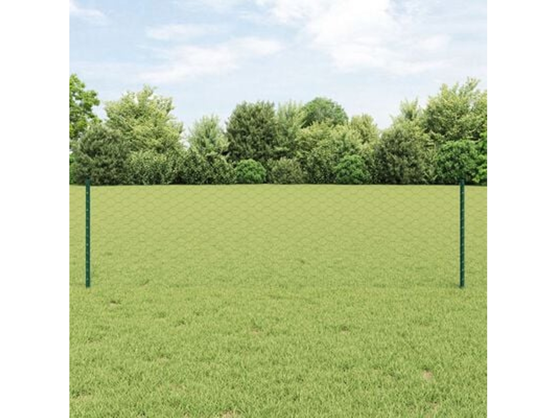 Postes para cercas (11 unidades, canal en U, verde, 60 cm, acero), cerca hexagonal verde, 0,6 x 100 m, acero, WSD111447, Lovely Home