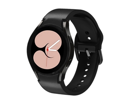 Correa de piel auténtica liberación rápida 20mm con hebilla 135-235mm para Samsung Galaxy Watch4 40mm/44mm/Watch4 Classic 42mm/46mm - negro