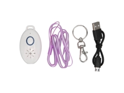 Repelente electrónico ultrasónico portátil para mosquitos, ideal para actividades al aire libre, con cable y gancho.