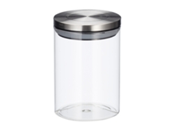 Relaxdays Tarros De Cocina, 750 Ml, Cierre Hermético, Tapa De Acero Inoxidable, 3 Uds., Transparente