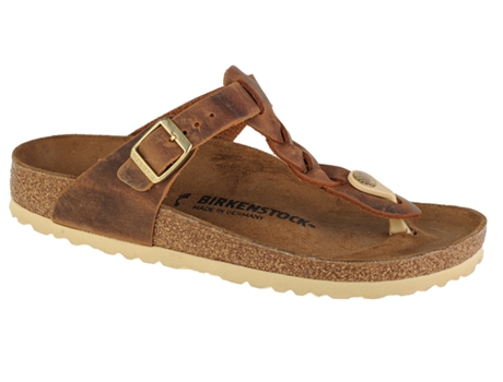Chanclas de Mujer BIRKENSTOCK Gizeh Braided Fl Piel Marrón (37)