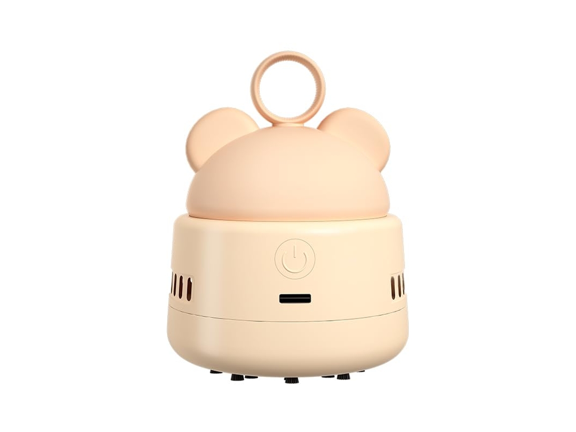 Mini aspirador de pó de mesa com carregamento USB, escova de limpeza e anel de cabeça em formato de urso para fácil manuseio. Aspirador .