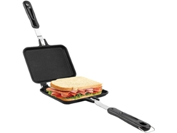 Sartén De Doble Cara De Aluminio Antiadherente De 15 X 13,5 Cm, Ideal Para Sándwiches Y Gofres, Color Negro.
