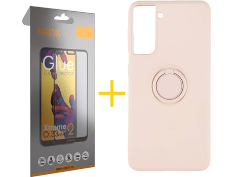 Carcasa + Protector de Pantalla para Samsung Galaxy S22 Plus 5G ACCETEL Rosa Pastel