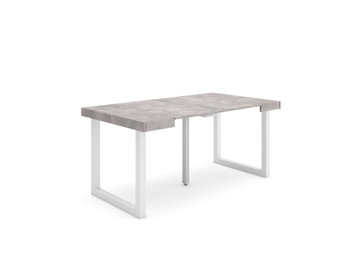 Mesa Consola extensible 160 Para 8 comensales Patas madera maciza Cemento SKRAUT HOME