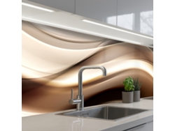 Paneles para salpicadero de cocina con diseño de ondas - Abstracto - Beige cálido 350x60 cm