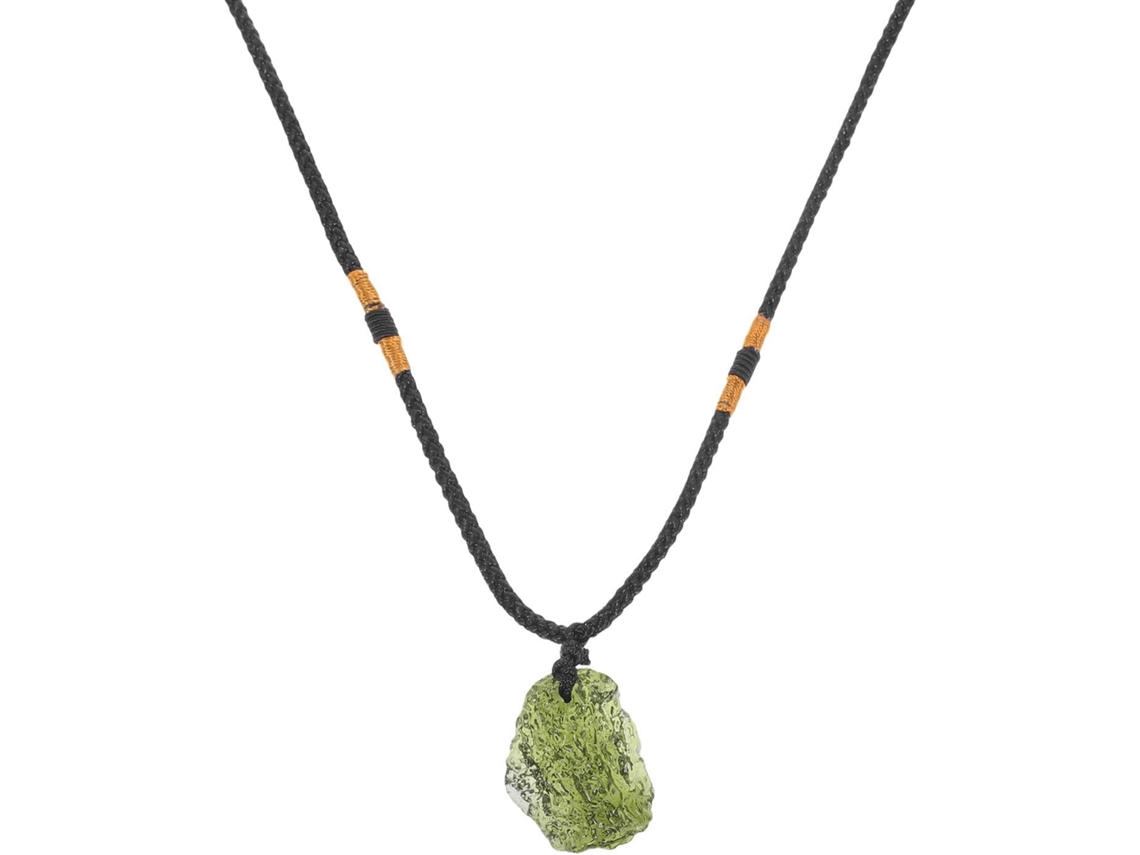 Colar Elegante Com Pingente Artesanal De Meteorito Verde Irregular - Fácil De Usar Em Eventos.