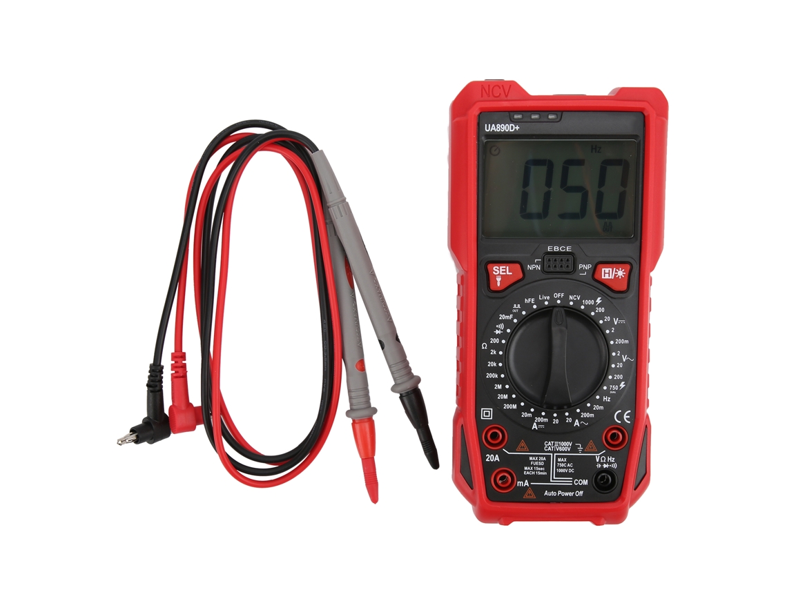 Multímetro Digital Portátil Ua890d+, Comprobador De Corriente, Voltaje Y Resistencia Para Mantenimiento Eléctrico.