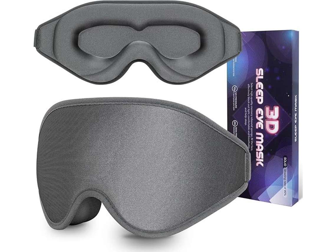 Antifaz Para Dormir 3d Con Corte Ergonómico, Bloqueo Total De La Luz, Ajustable Y Transpirable Digitallab Gris