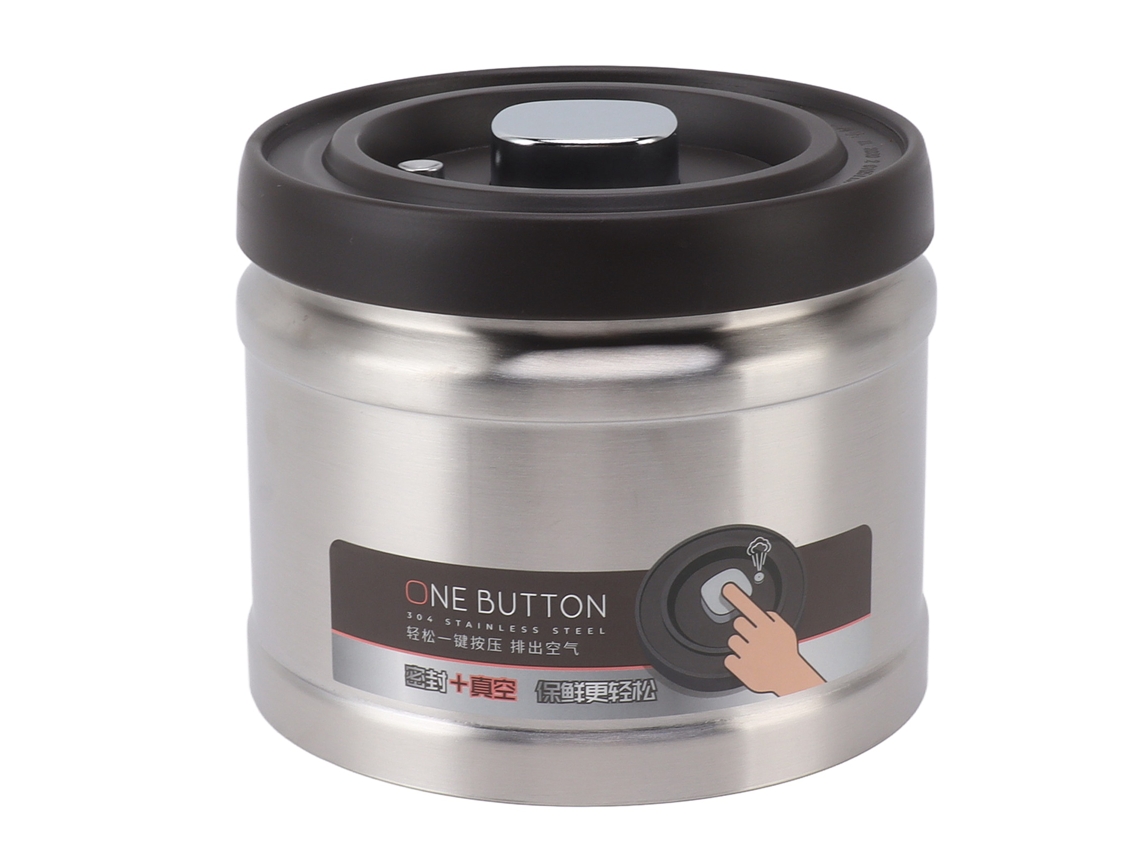 Recipiente Hermético De Acero Inoxidable 304 Para Almacenar Café, Con Tapa A Presión, 1100 Ml.