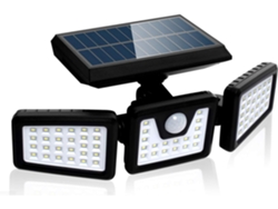 Luz De Segurança Solar Com Sensor De Movimento, Refletor De Parede Externo Potente Com 3 Cabeças Ajustáveis ​​– 550 Lúmens