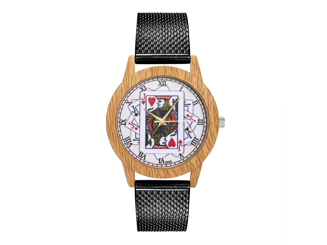 Reloj De Pareja Unisex Con Correa De Acero Malla Dial De Póker Cuadrado (negro)