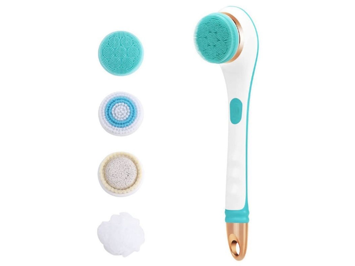 Cepillo De Baño Eléctrico Con Masaje Y Exfoliación, 2 Modos, Ipx7, Diseño Ergonómico, Azul.