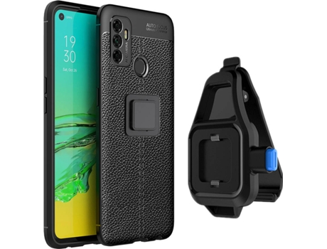 Funda Oppo A53S Rugged Leather con Soporte de Cintura Negro