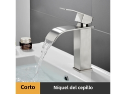 (plata - Corto) Grifo Monomando Moderno De Acero Inoxidable Para Agua Caliente Y Fría