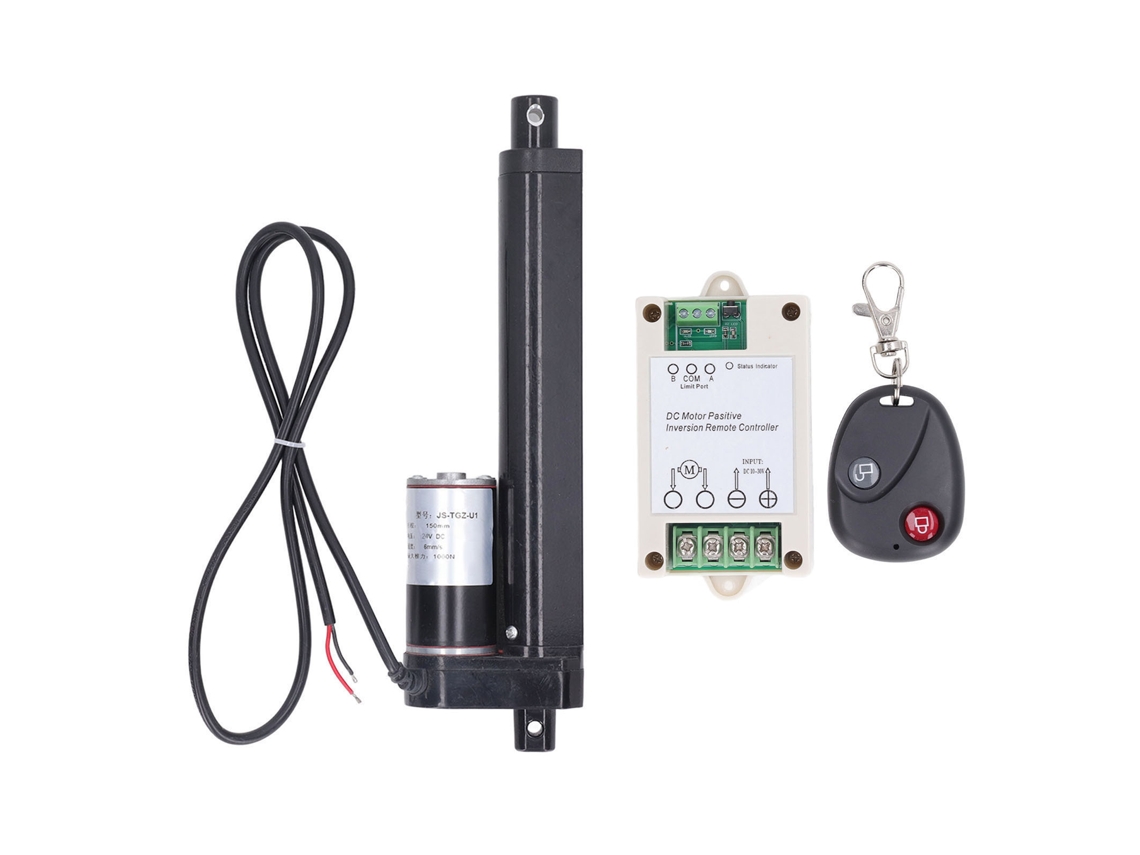 Actuador Lineal Eléctrico 1000n 150mm Aluminio 24vdc Con Control Remoto Para Cama Sofá Negro