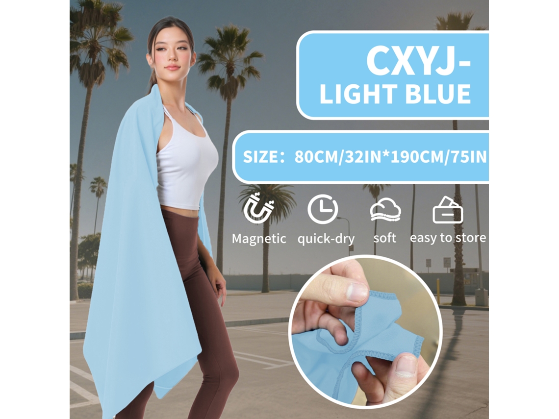 Toalha De Praia Com Fixação Magnética Para Atividades Externas. 80×190cmazul Claroczhhmart
