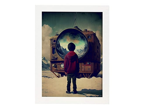 NACNIC Poster Transparente En Estilo Surrealismo Cinematográfico Ilustraciones Y Grabados De Historieta Abstracta Y Artística A3 Marcos Blancos
