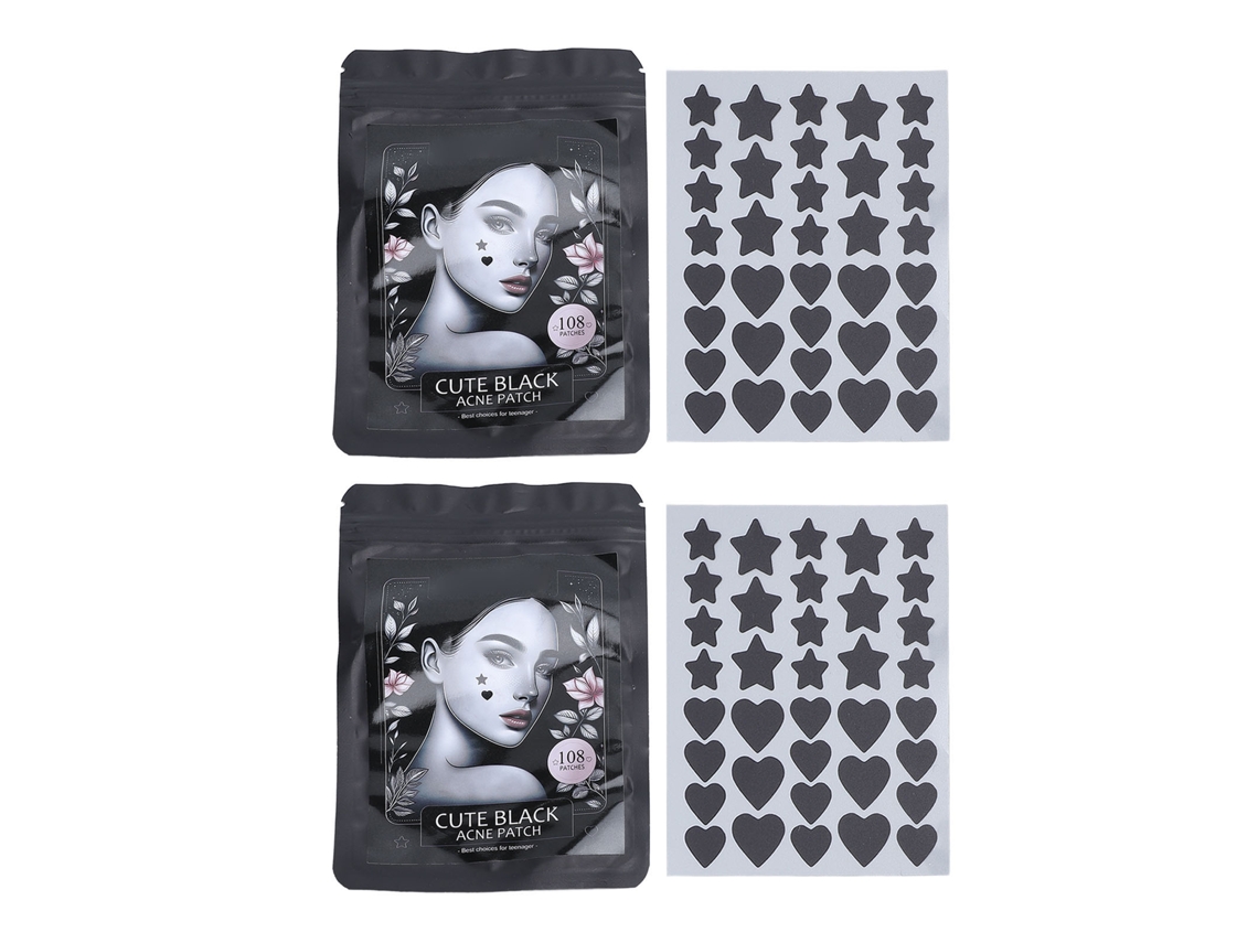 Set De 216 Parches Para Espinillas Negros Con Formas De Estrella Y Corazón Bonitos