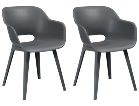 Conjunto 2 Silla de exterior KETER Gris Plástico (56x57x80 cm)