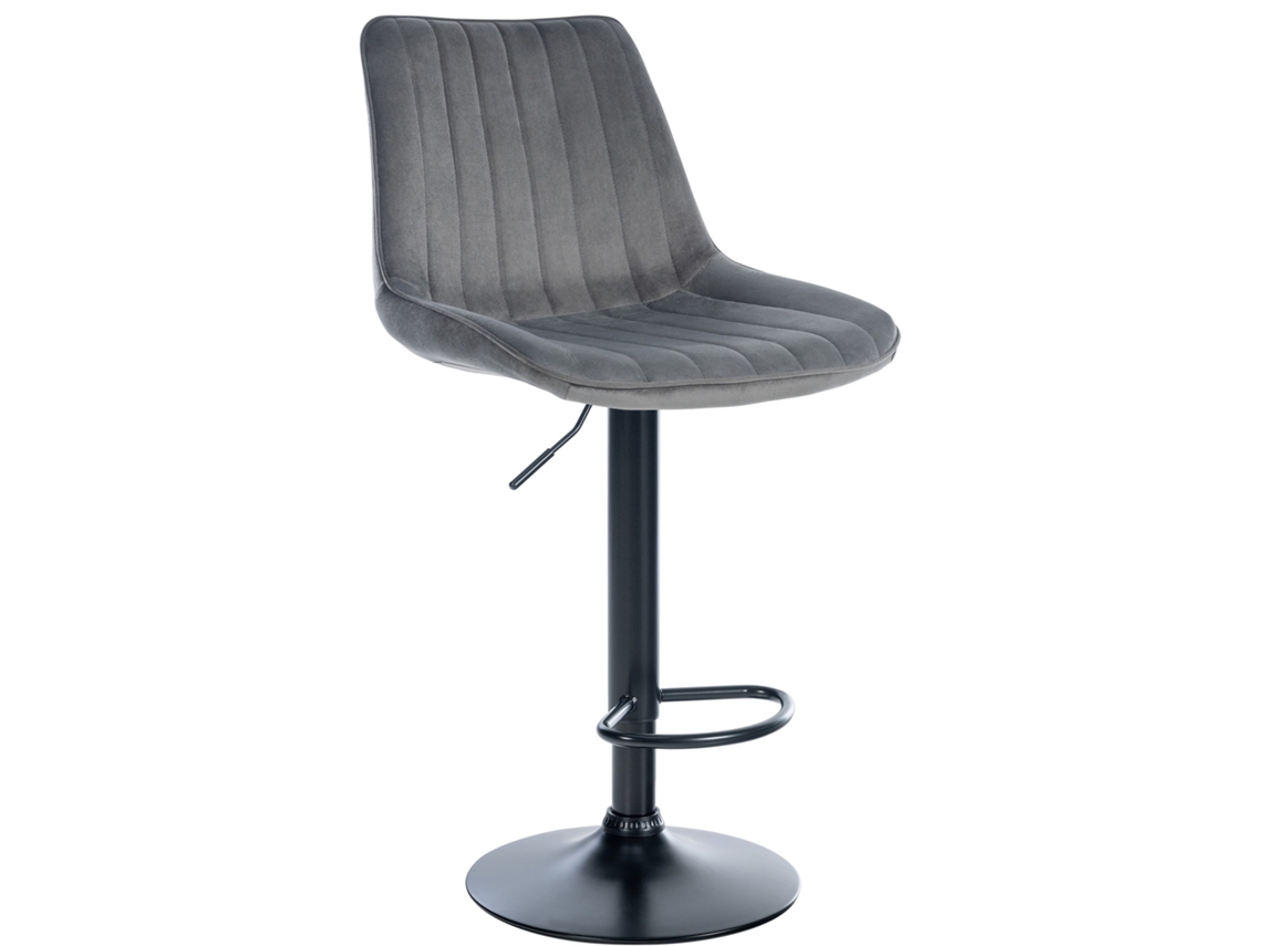 Taburete de bar Toni de terciopelo gris oscuro/negro CLP