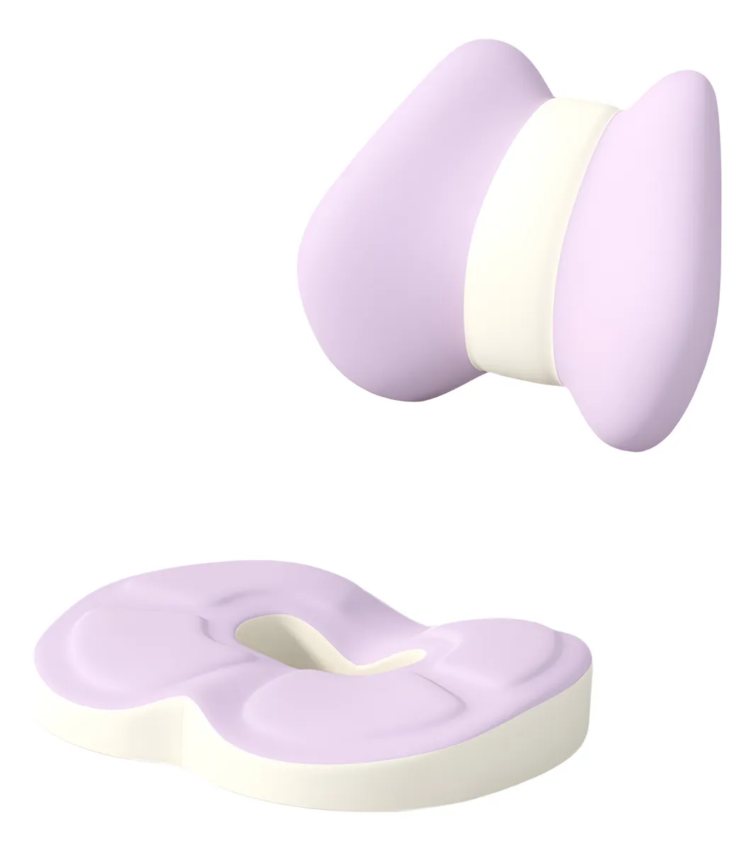 Cojín De Asiento Ergonómico De Espuma Viscoelástica 2 En 1 Con Almohada De Apoyo Lumbar Para Silla De Oficina (morado) Gertiz