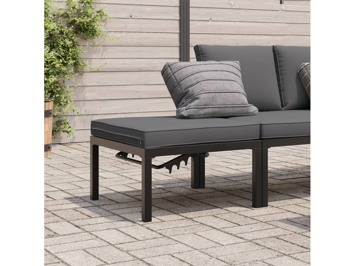 Banco de jardín con cojín de aluminio negro DKD HOME DECOR