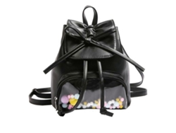 Mochila pequeña de estilo escolar japonés con un bonito lazo, ideal para estudiantes y fans del anime. Transparente, de color negro.