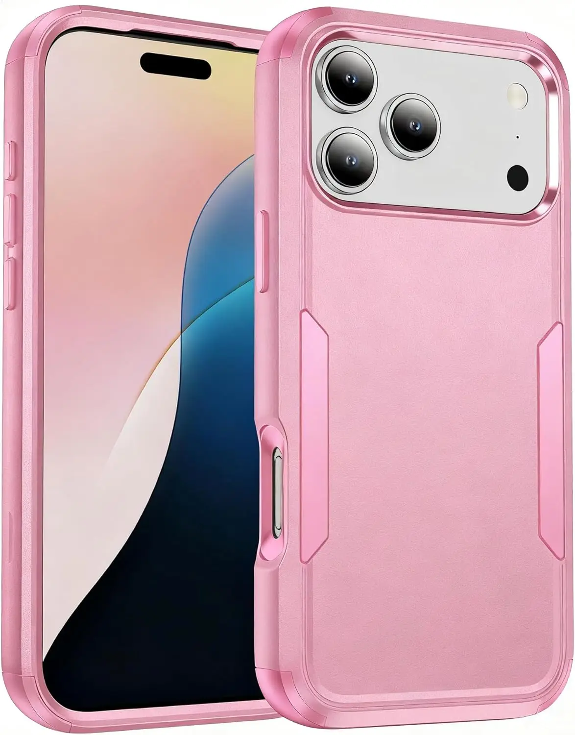 (rosa, Iphone 14 Pro) Funda Protectora De Triple Capa, Resistente A Golpes Y Caídas, Para Iphone.